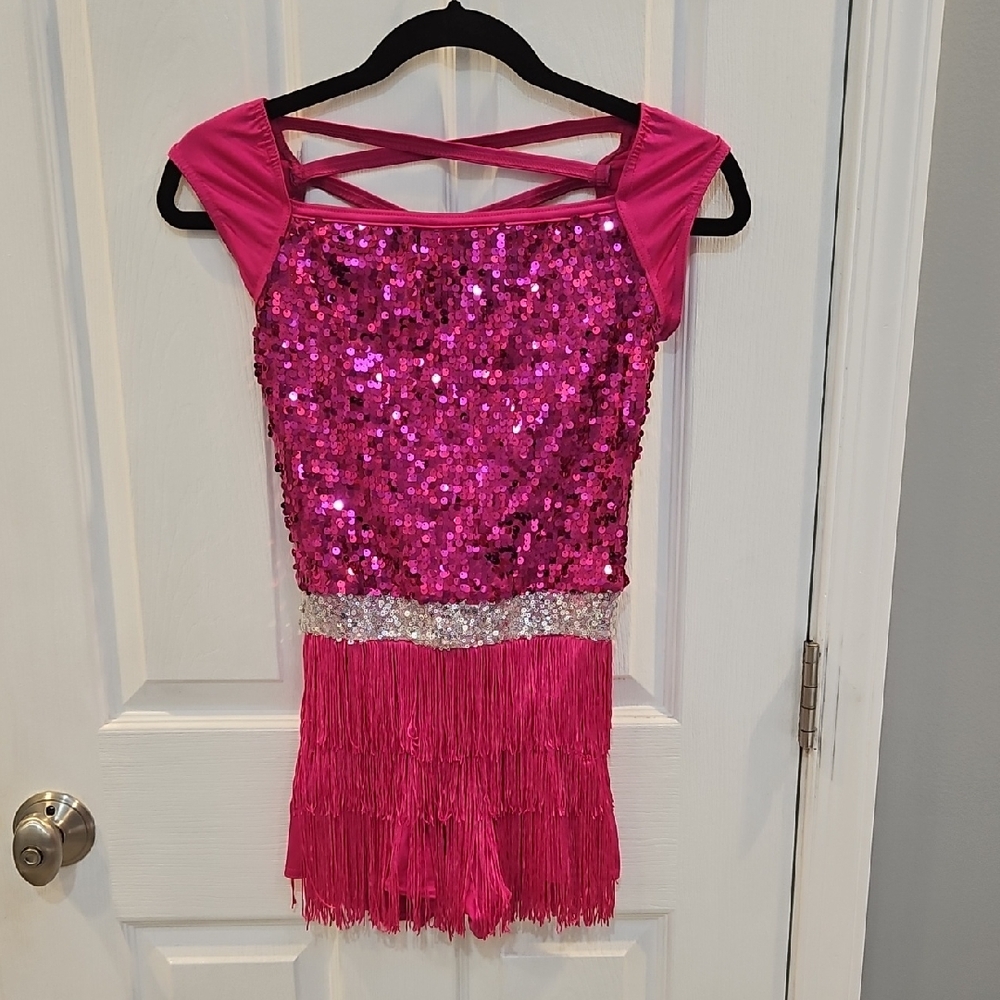 Weissman Fuchsia Sequin Fringe Dance Costume